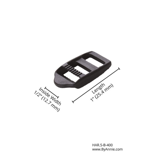 [HAR.5-B-400] Strap Adjuster - ½" - (Black Plastic)